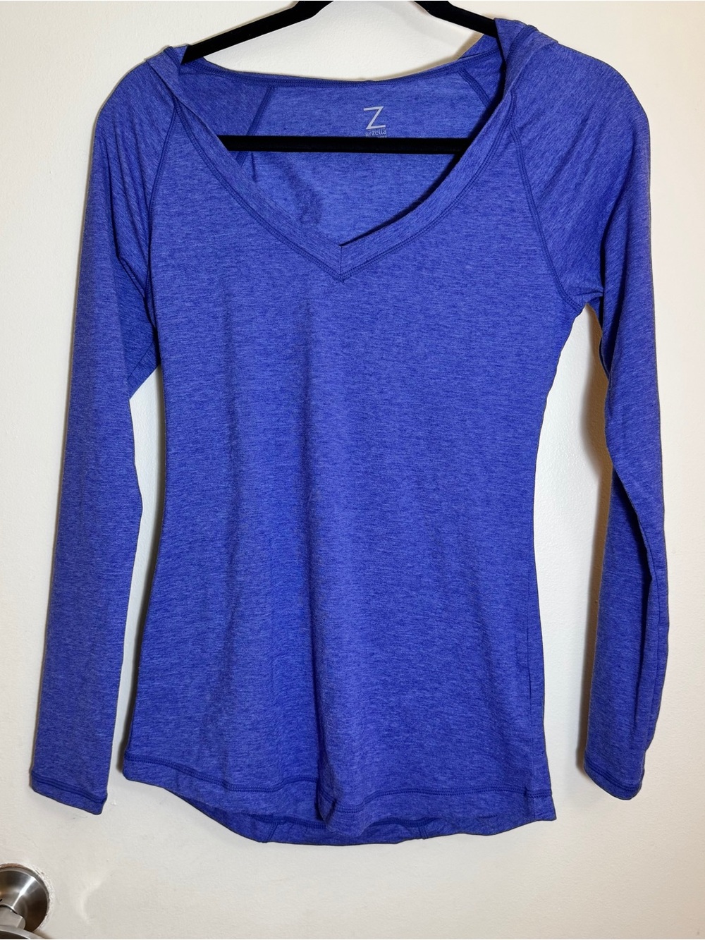 Zella Women's Heathered Royal Blue V-Neck‎ Long Sleeve Hoodie